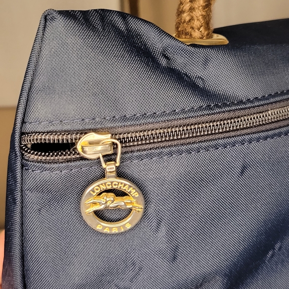 Longchamp Navy Blue Leather-Trimmed Hand Bag - Picture 6 of 8